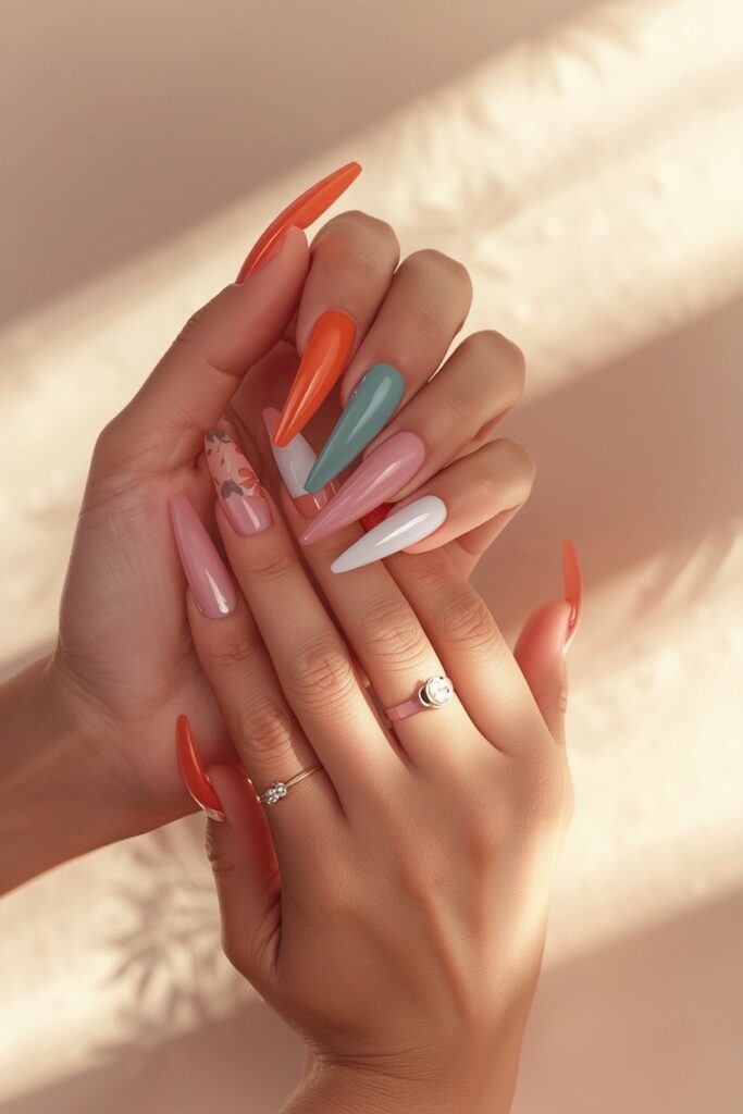 summer coffin nail desing 2026