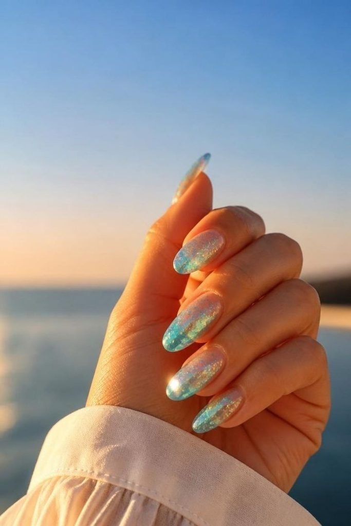 29 Pool Party Nails 2026: Fun, Colorful Designs for Summer Vibes glitter-poolside-nails