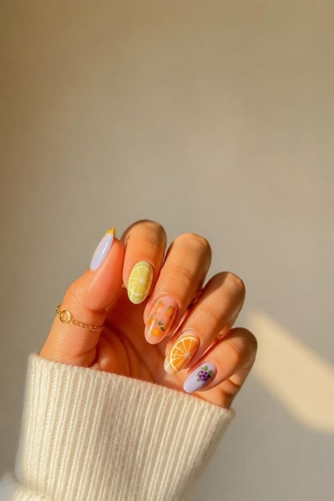 29 Pool Party Nails 2026: Fun, Colorful Designs for Summer Vibes fruit-nail-designs