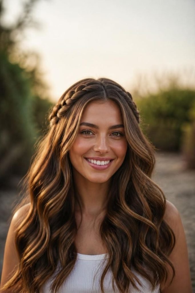 30 Summer Prom Hairstyles 2026: Glamorous, Trendy Looks That Last All Night waterfall-braid-with-waves