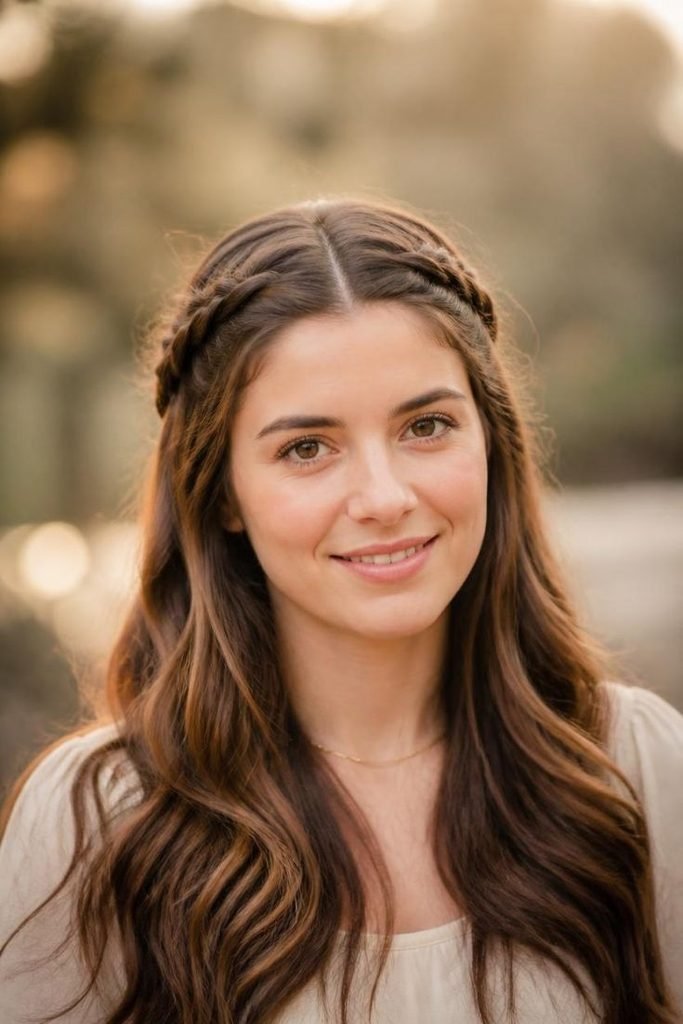 30 Summer Prom Hairstyles 2026: Glamorous, Trendy Looks That Last All Night half-up-fishtail-halo-braid