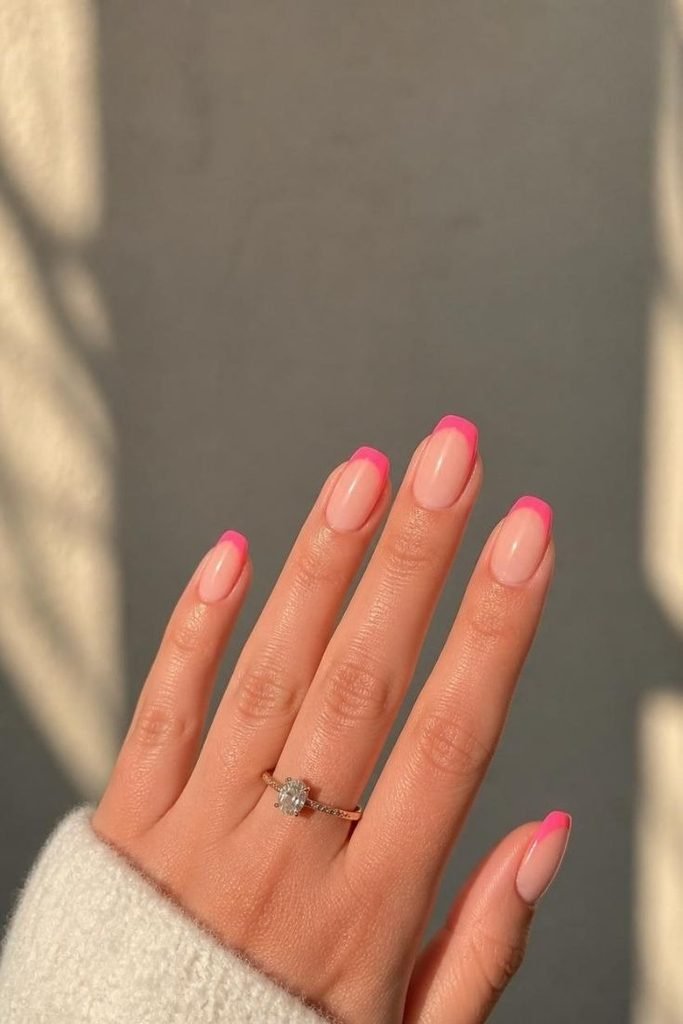 30 Neon Summer Nails 2026: Bold, Bright & Colorful Designs to Light Up Your Look neon-pink-french-tips