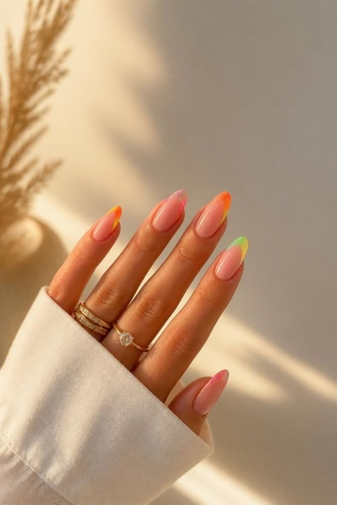 30 Neon Summer Nails 2026: Bold, Bright & Colorful Designs to Light Up Your Look neon-glitter-nails
