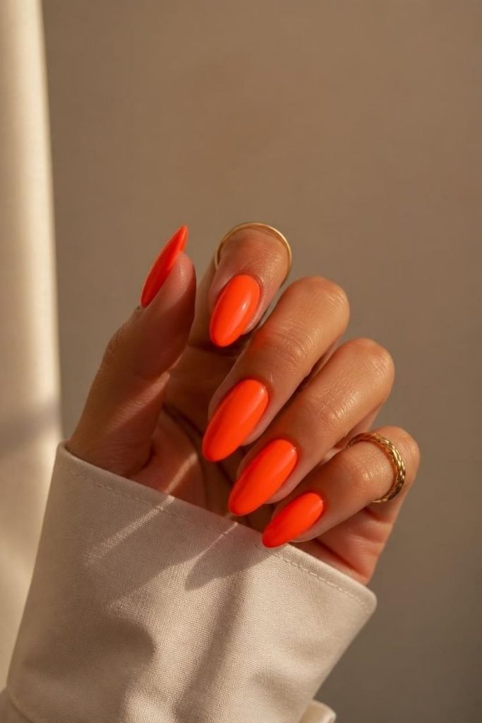 30 Neon Summer Nails 2026: Bold, Bright & Colorful Designs to Light Up Your Look neon-orange-nails
