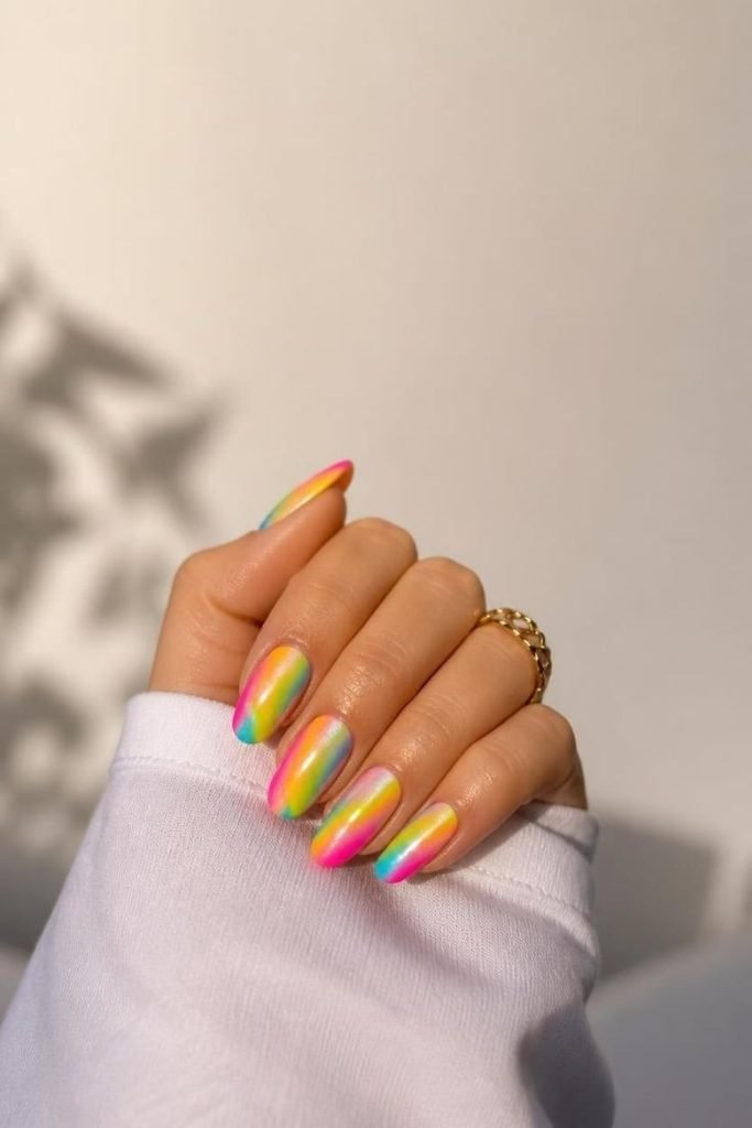 30 Neon Summer Nails 2026: Bold, Bright & Colorful Designs to Light Up Your Look neon-rainbow-nails