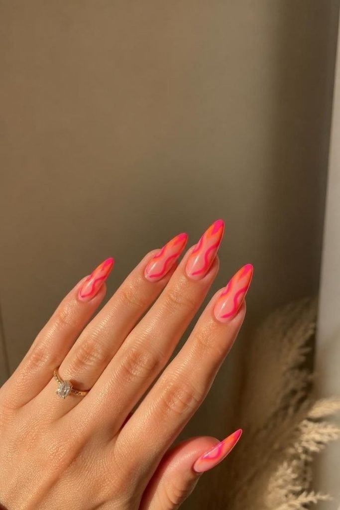 30 Neon Summer Nails 2026: Bold, Bright & Colorful Designs to Light Up Your Look neon-flame-nails