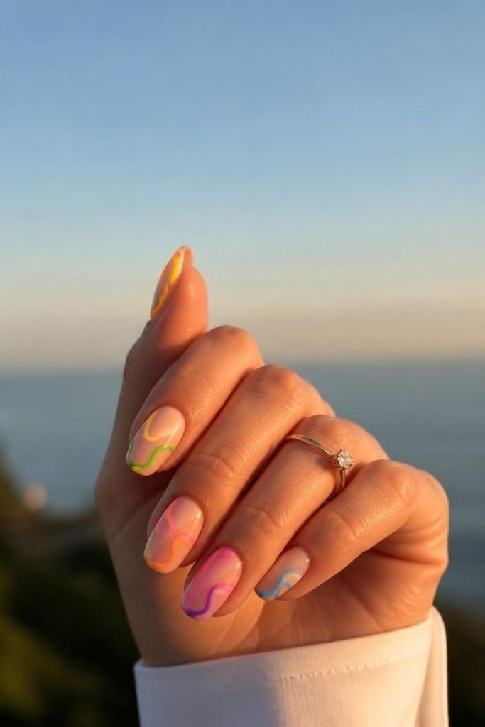 30 Neon Summer Nails 2026: Bold, Bright & Colorful Designs to Light Up Your Look neon-squiggle-nails