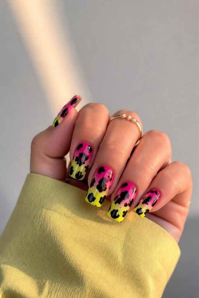 30 Neon Summer Nails 2026: Bold, Bright & Colorful Designs to Light Up Your Look neon-cow-print-nails