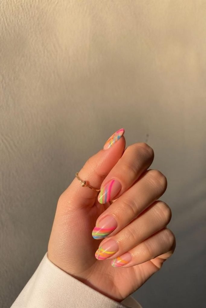 30 Neon Summer Nails 2026: Bold, Bright & Colorful Designs to Light Up Your Look neon-stripe-nails
