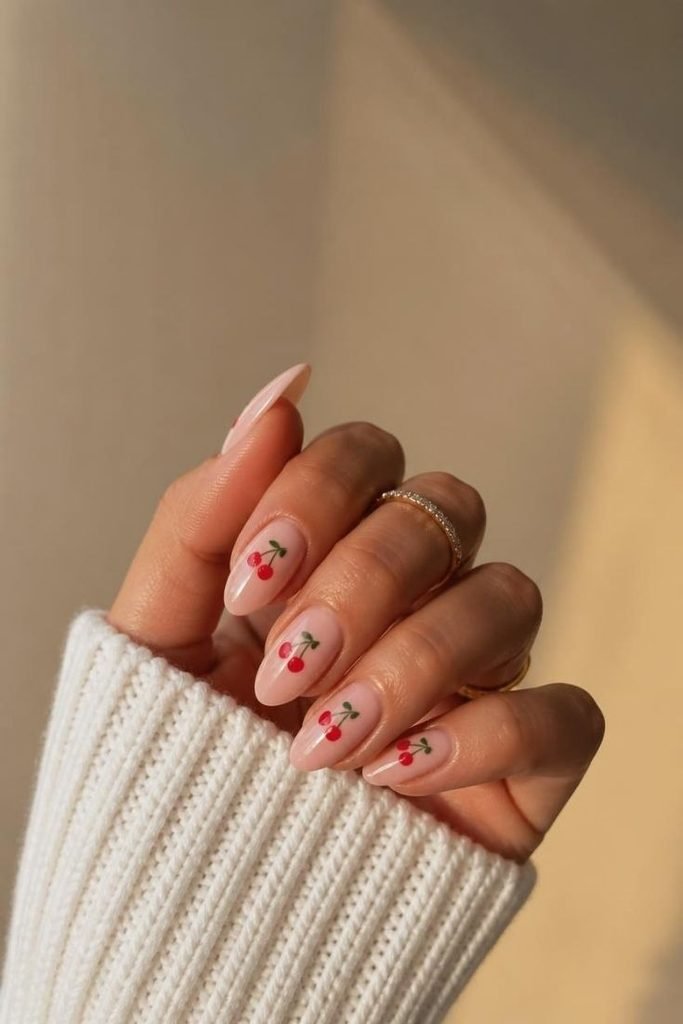 28 Summer Fruit Nail Art Ideas 2026: Cute, Sweet, and Colorful Designs cherry-nails
