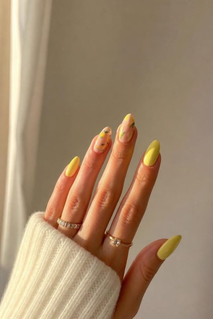 28 Summer Fruit Nail Art Ideas 2026: Cute, Sweet, and Colorful Designs lemon-nails