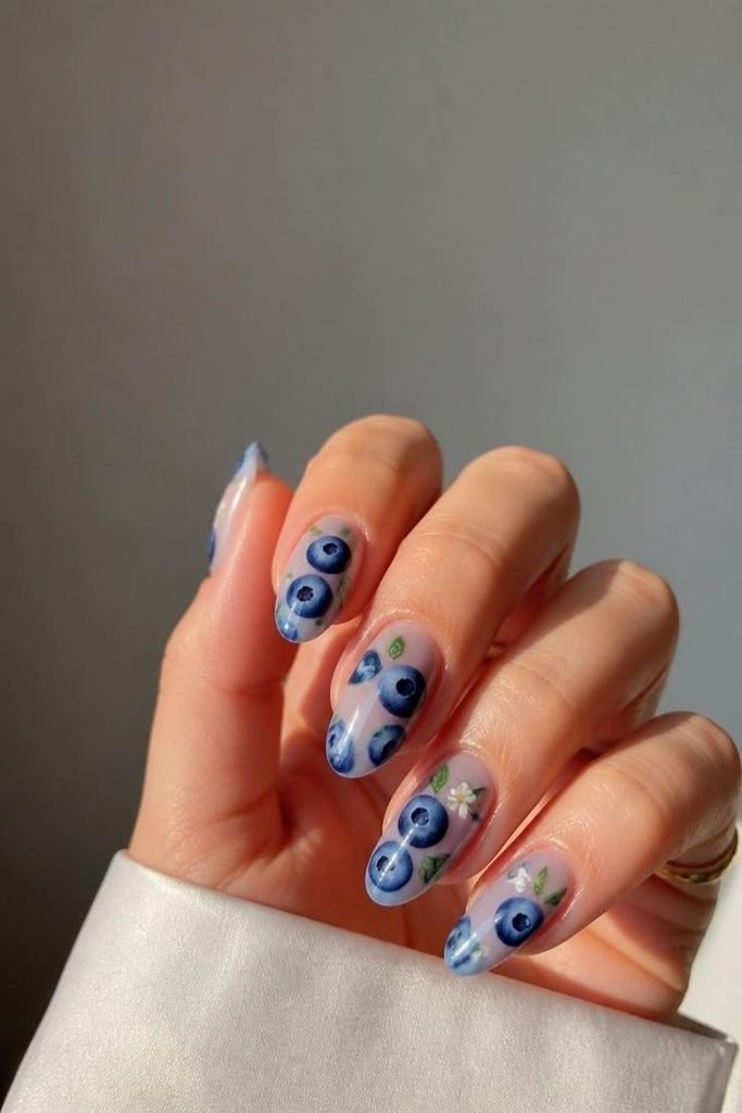 28 Summer Fruit Nail Art Ideas 2026: Cute, Sweet, and Colorful Designs blueberry-nails