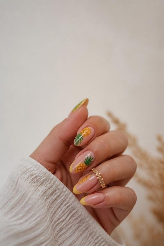 28 Summer Fruit Nail Art Ideas 2026: Cute, Sweet, and Colorful Designs pineapple-nails