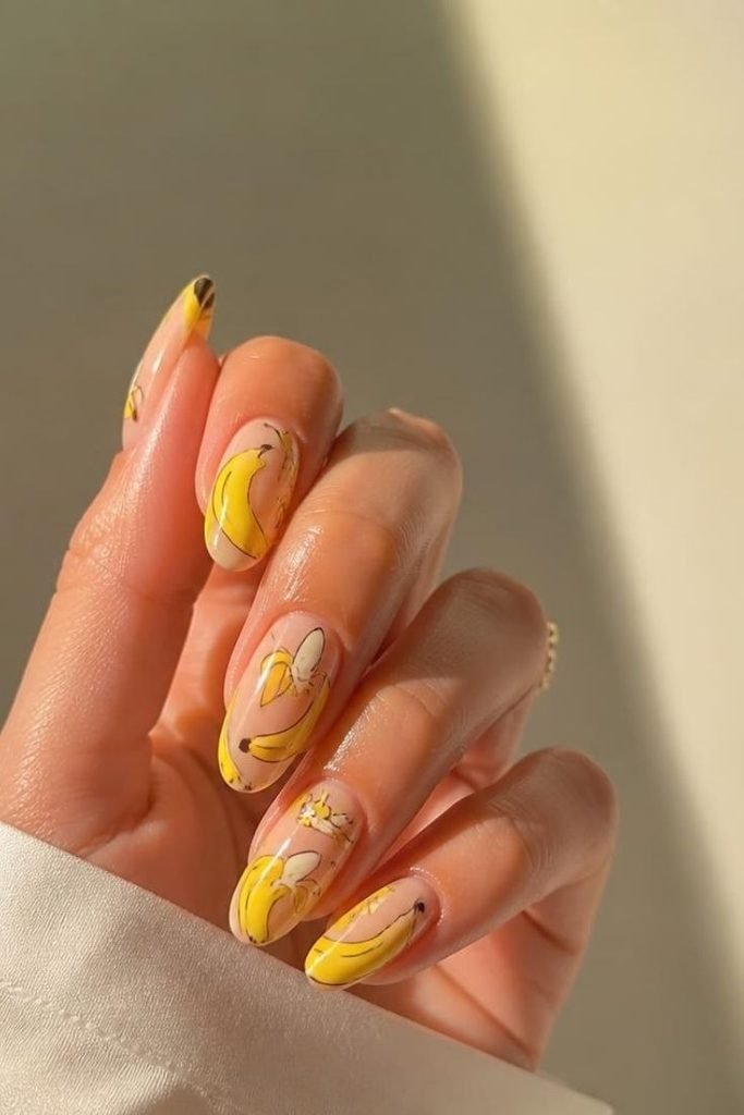 28 Summer Fruit Nail Art Ideas 2026: Cute, Sweet, and Colorful Designs banana-nails
