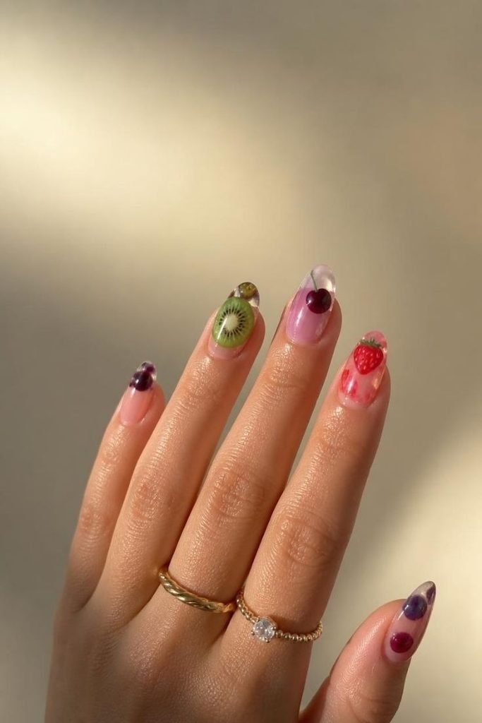 28 Summer Fruit Nail Art Ideas 2026: Cute, Sweet, and Colorful Designs jelly-fruit-nails