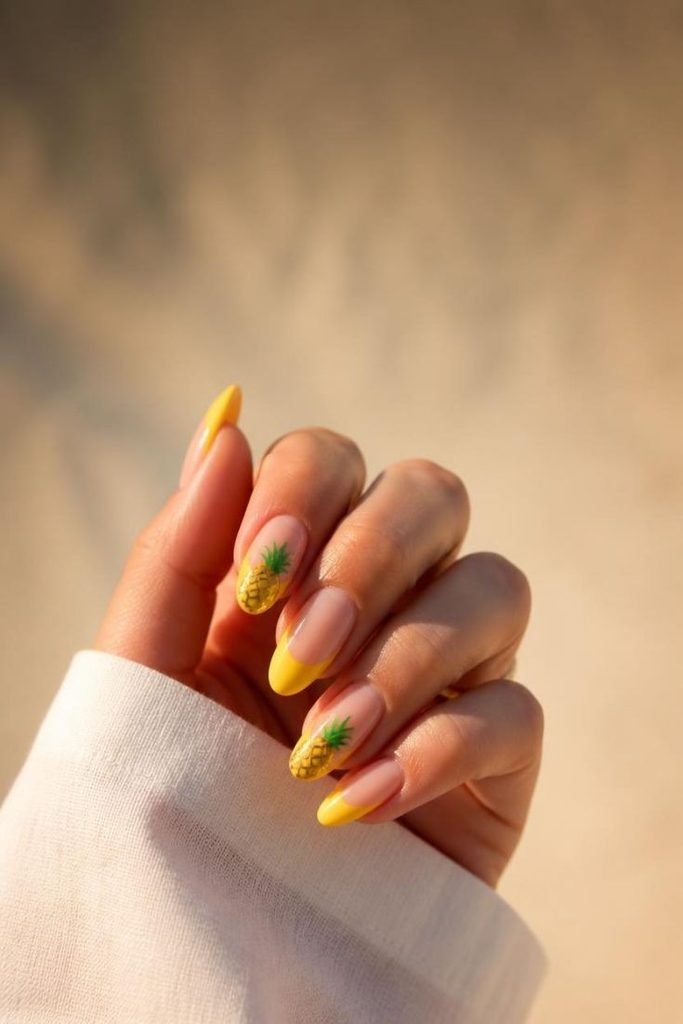 pineapple-accent-nails