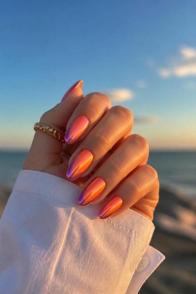 tropical-sunset-chrome-nails