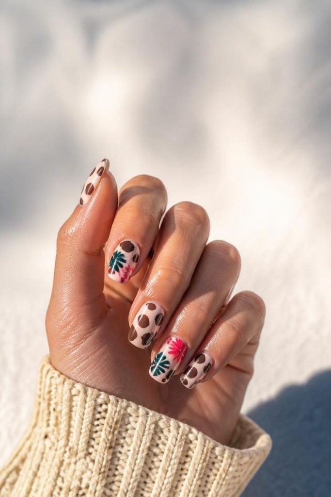 tropical-cow-print-nails