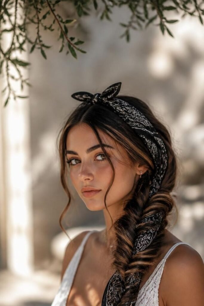 bandana-fishtail-braid