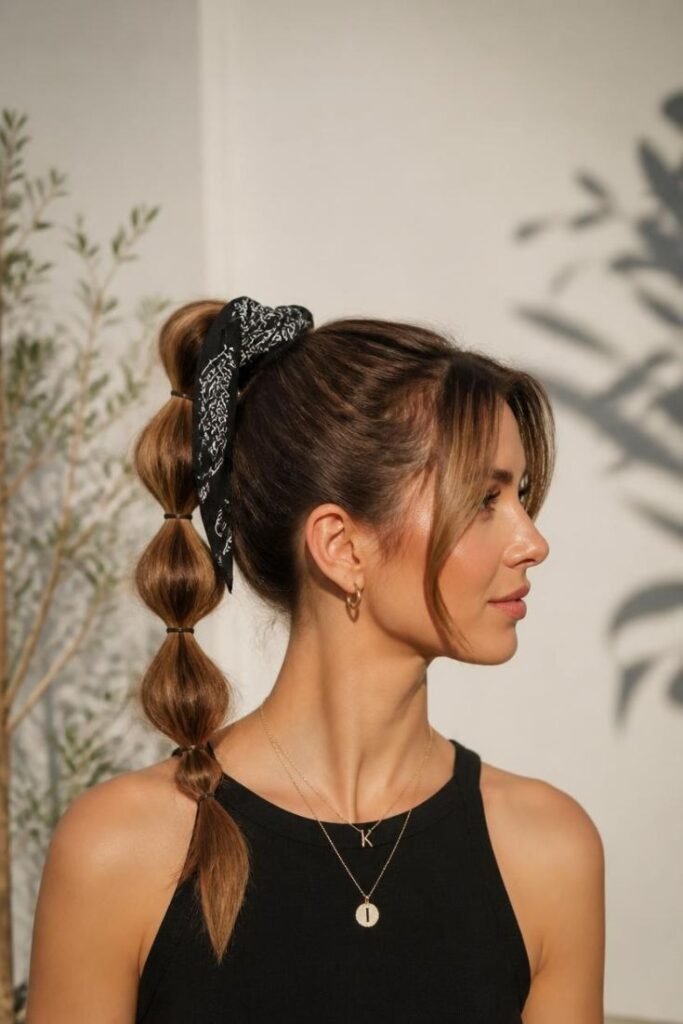 bandana-bubble-ponytail