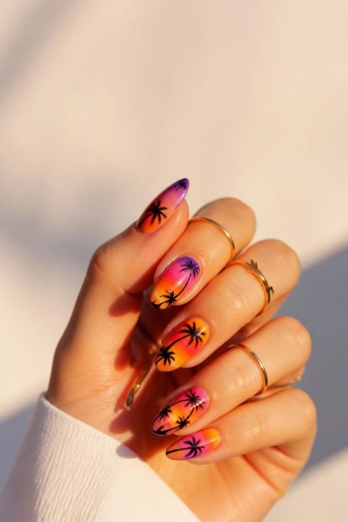 tropical-palm-sunset-nails