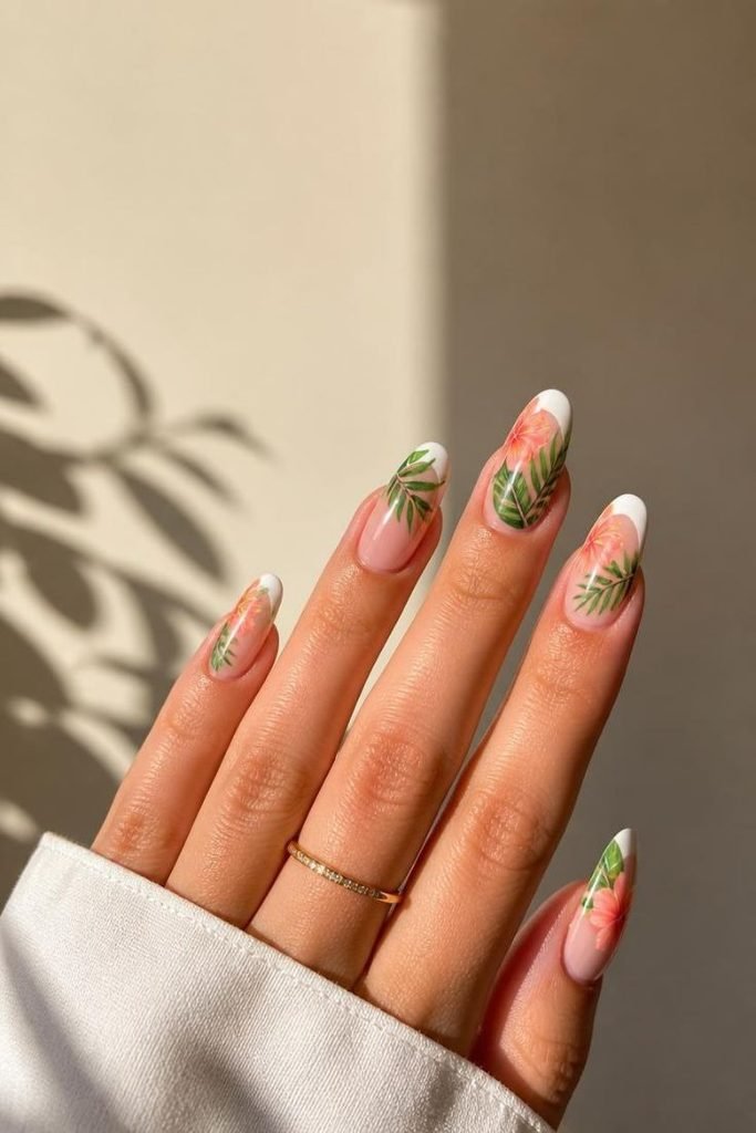 tropical-floral-french-nails