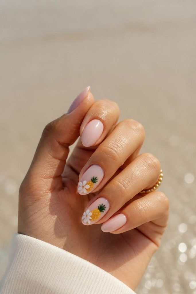 pineapple-accent-nails