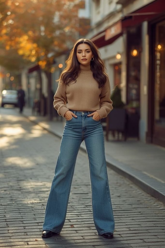knit-sweater-wide-leg-jeans