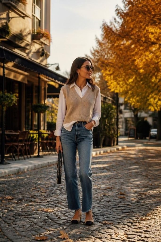 sweater-vest-button-up-shirt-jeans