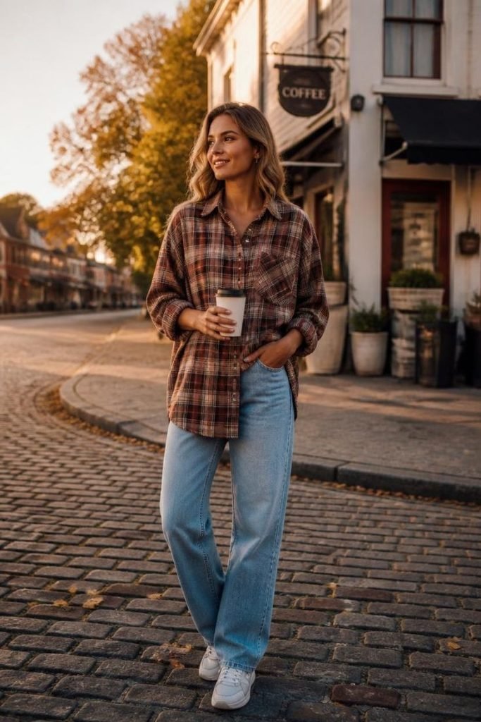 oversized-plaid-shirt-straight-leg-jeans