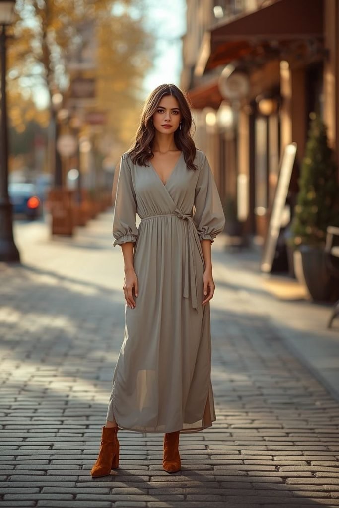29 Best Fall Boho Outfit Ideas 2026: Chic, Free-Spirited & Effortlessly Bohemian Looks flowy-maxi-dress-suede-ankle-boots