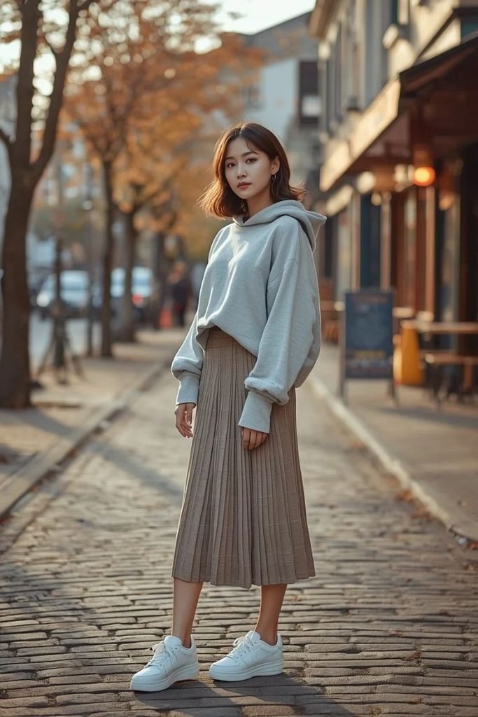 hoodie-pleated-skirt