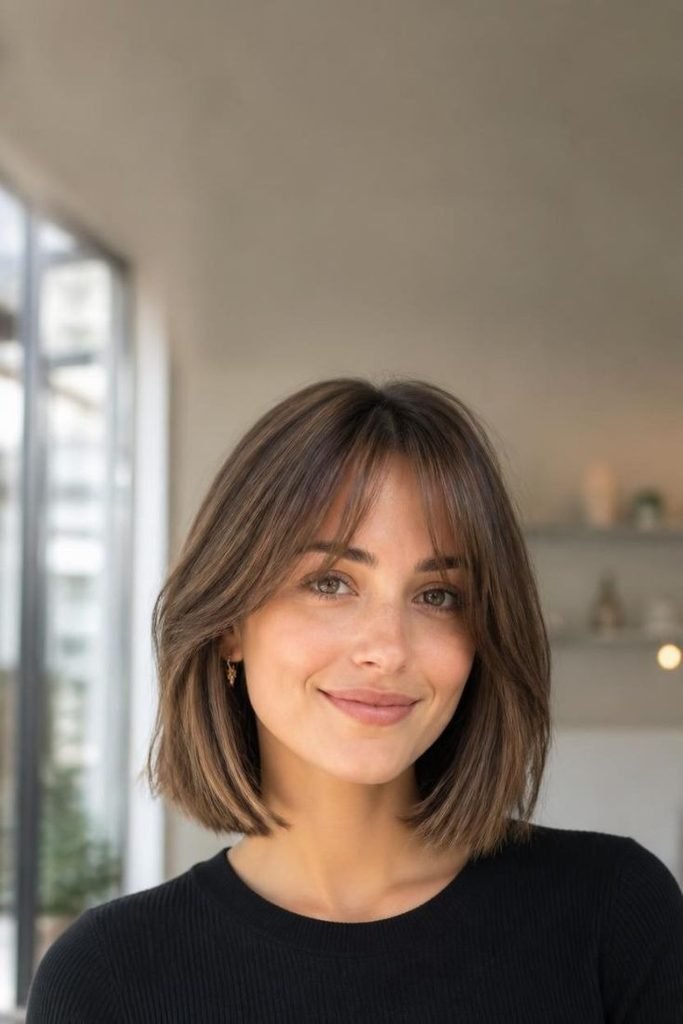 blunt-lob-with-curtain-bangs