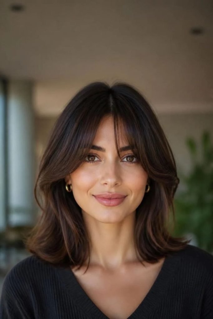 28 Best Shoulder-Length Haircuts 2026: Chic, Flattering & Effortlessly Stylish Looks shoulder-length-hair-with-curtain-bangs