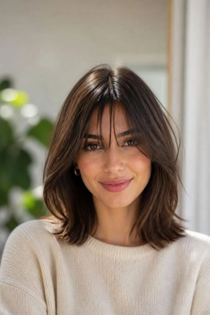 28 Best Shoulder-Length Haircuts 2026: Chic, Flattering & Effortlessly Stylish Looks shoulder-length-hair-with-wispy-bangs