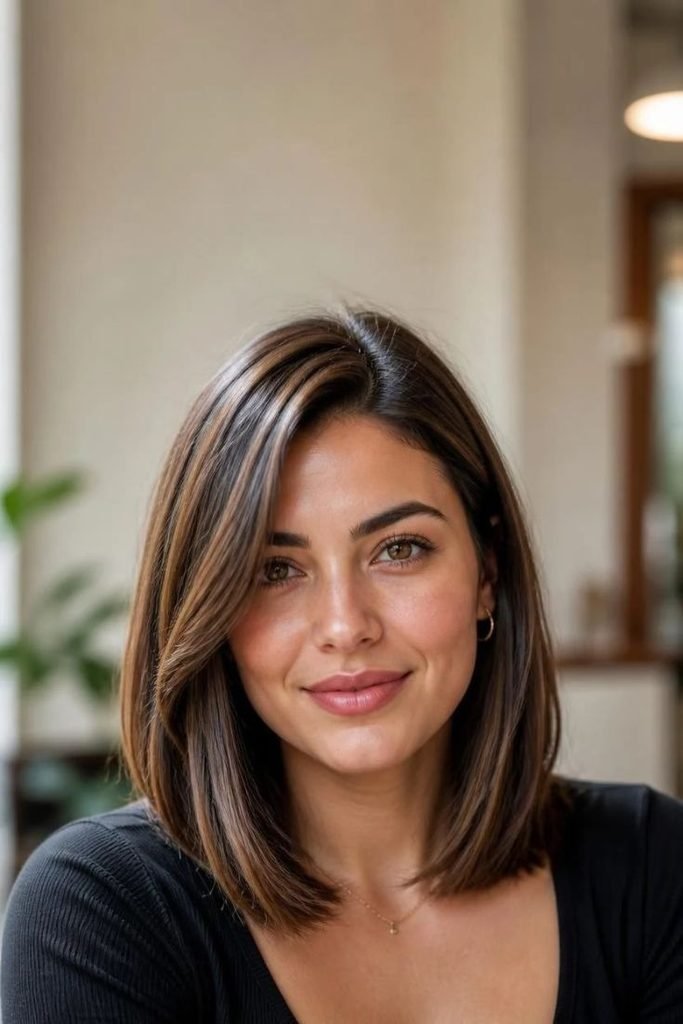 28 Best Shoulder-Length Haircuts 2026: Chic, Flattering & Effortlessly Stylish Looks glossy-shoulder-length-lob