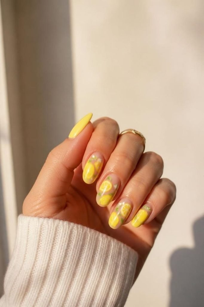 29 Pool Party Nails 2026: Fun, Colorful Designs for Summer Vibes lemon-nail-art