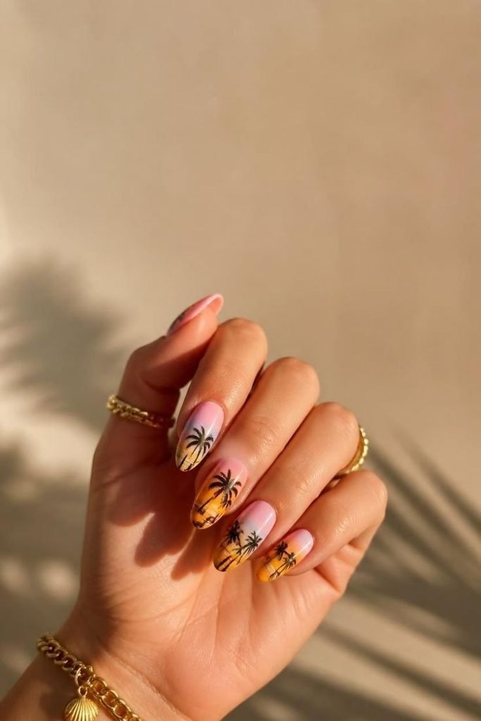 29 Pool Party Nails 2026: Fun, Colorful Designs for Summer Vibes palm-tree-nail-art