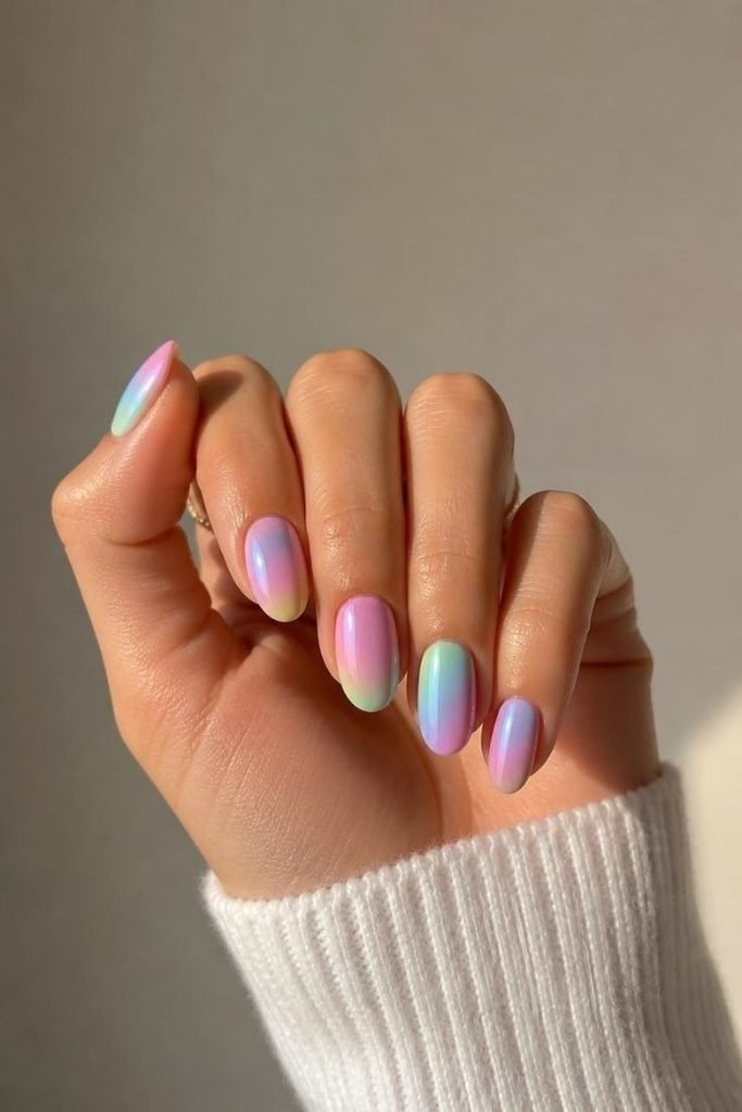 29 Pool Party Nails 2026: Fun, Colorful Designs for Summer Vibes pastel-rainbow-nails