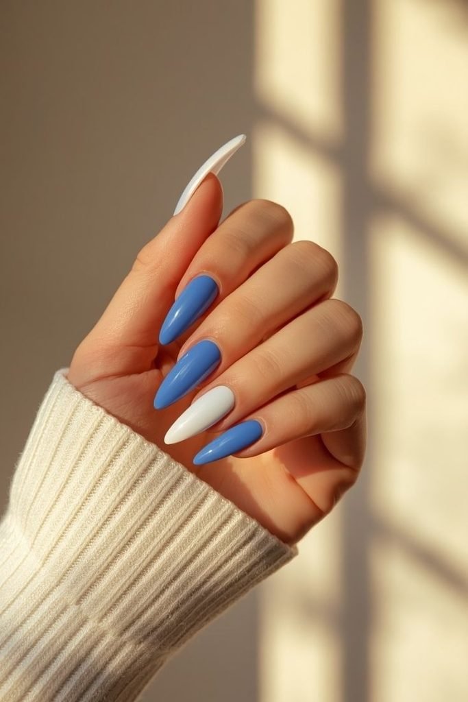 29 Pool Party Nails 2026: Fun, Colorful Designs for Summer Vibes blue-and-white-summer-nails