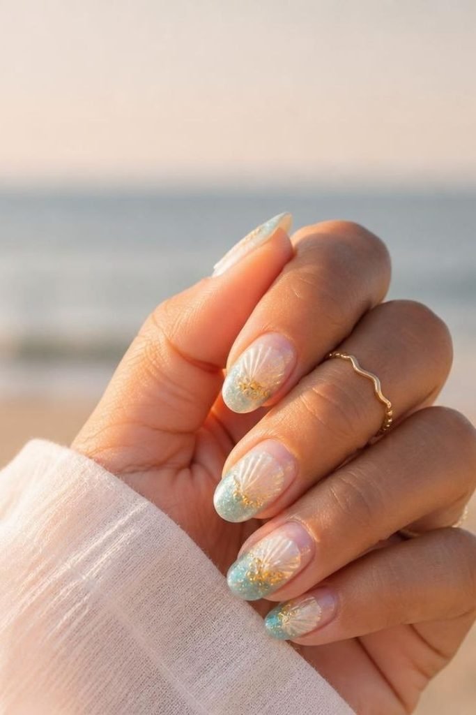 29 Pool Party Nails 2026: Fun, Colorful Designs for Summer Vibes beach-inspired-seashell-nails