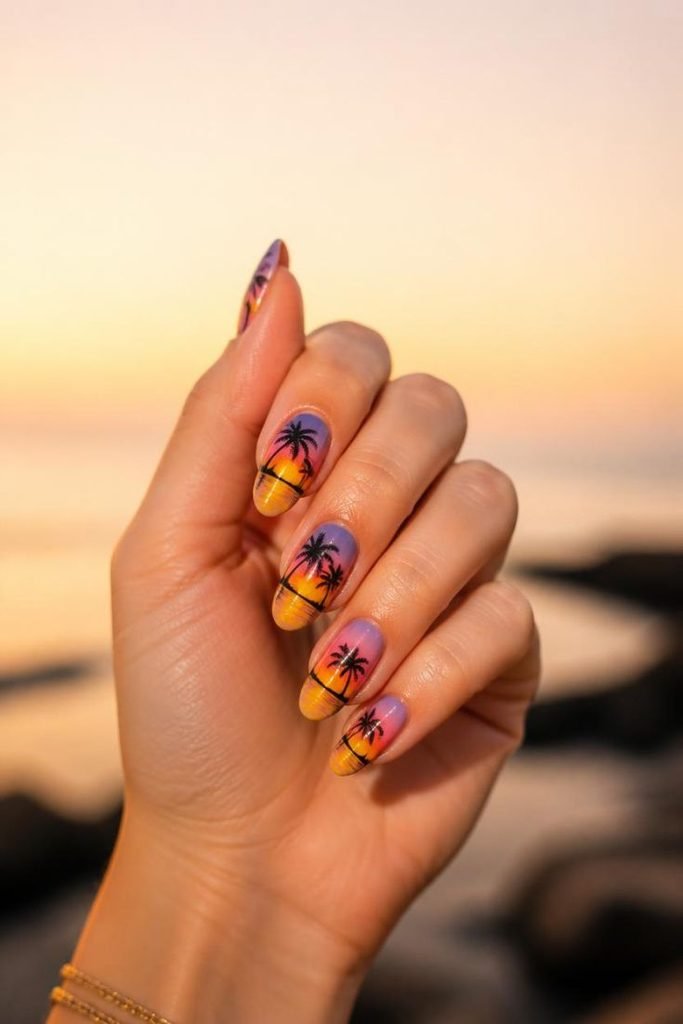palm-tree-sunset-nails