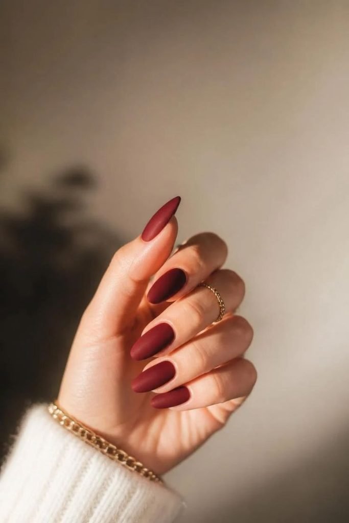matte-burgundy-nails