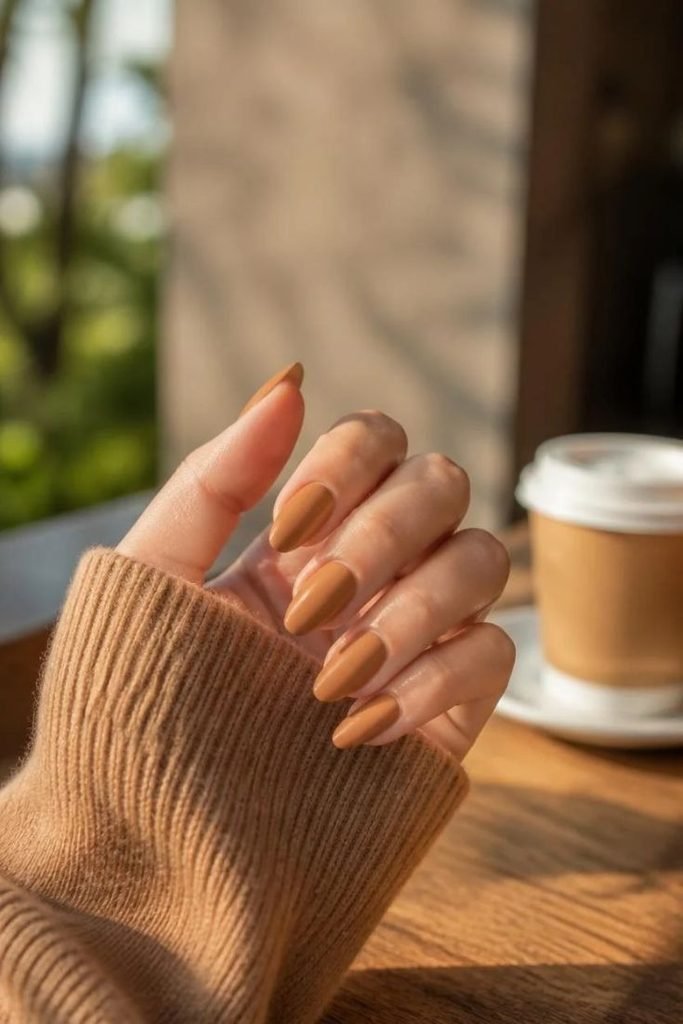 matte-caramel-nails