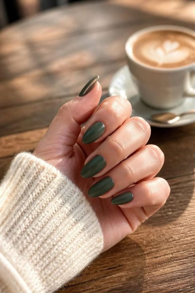 matte-forest-green-nails