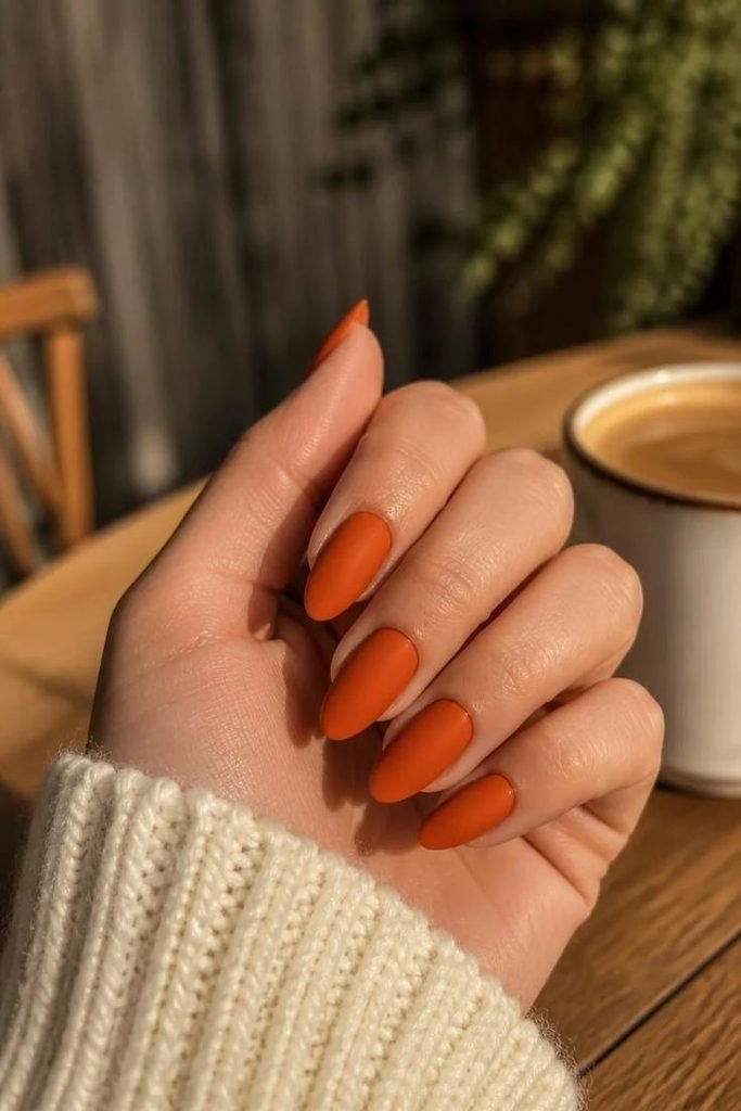 matte-pumpkin-nails