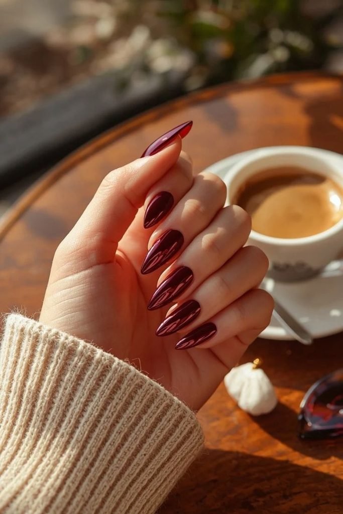 burgundy-chrome-nails