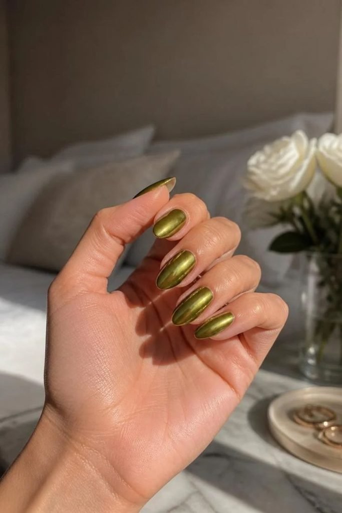 olive-green-chrome-nails