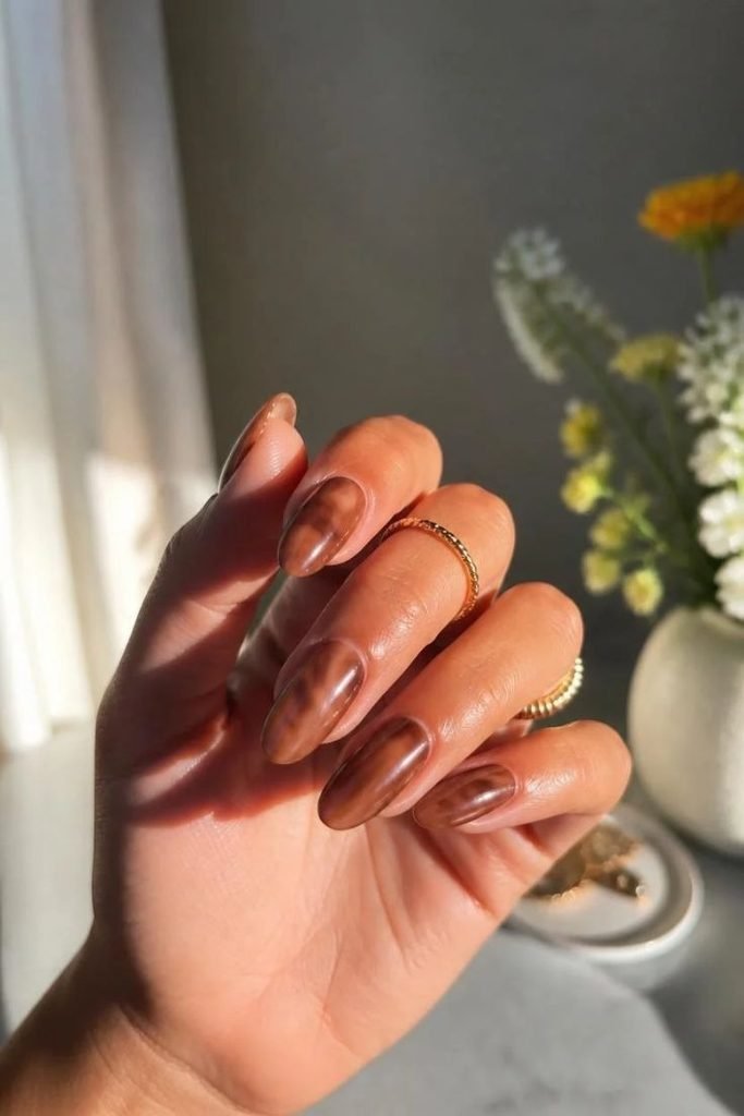 glazed-brown-donut-nails