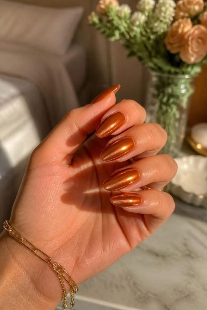 pumpkin-spice-chrome-nails